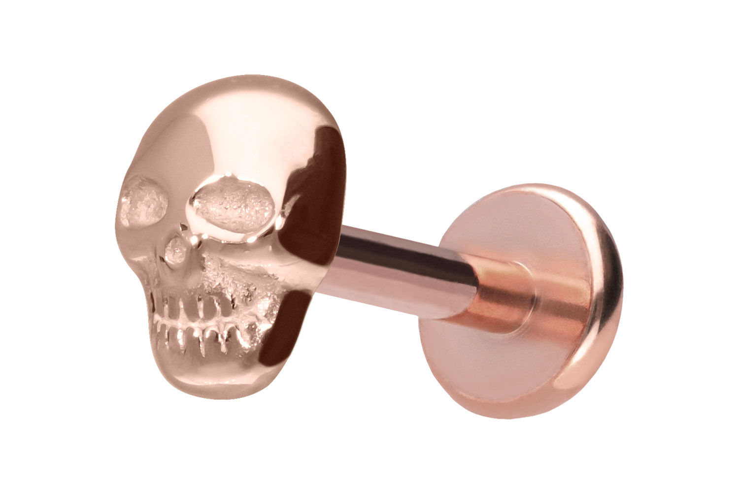 Titan Labret Piercing mit Push Fit TOTENKOPF